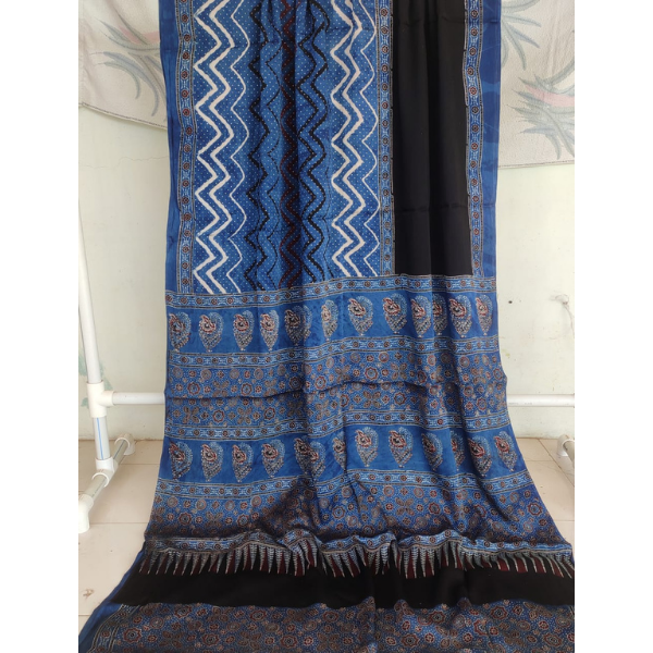 Ajrakh Block print Saree 